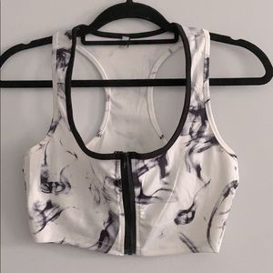 NEW Marble Print Crop Top with zip up, S